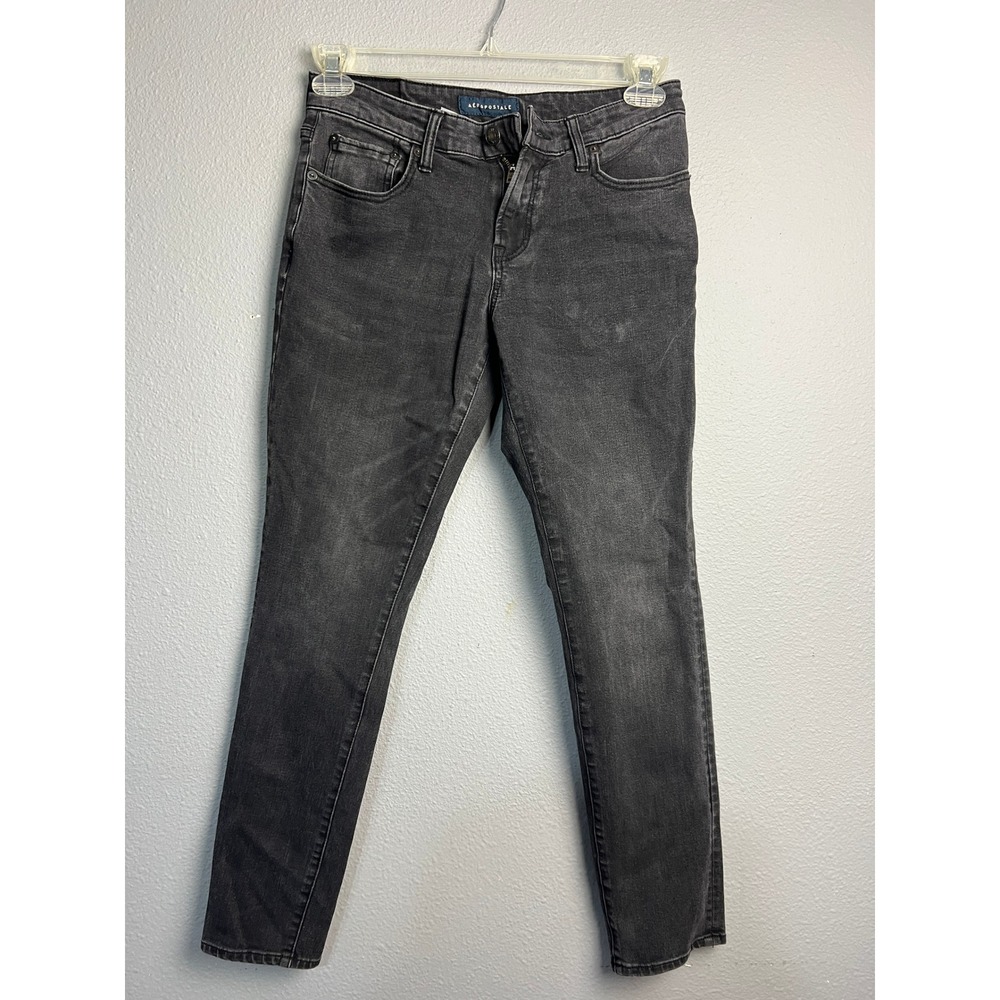 Aeropostale Mens Super Skinny Jeans Faded Black Denim Size 28x28 Grunge Gothic